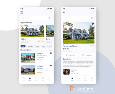 Real Estate App (Home & Project Details Screen) Design real estate app ui ux