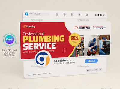 Professional Plumbing Social Media Design Canva Template canva social media design canvas expert plumber facebook cover plumber plumber social media plumbing facebook cover plumbing social media template social media social media cover