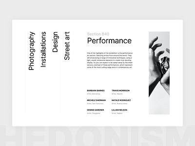 What Awaits You at the Exhibition – Hedonism UI design hedonism ui ui ui kit ux web