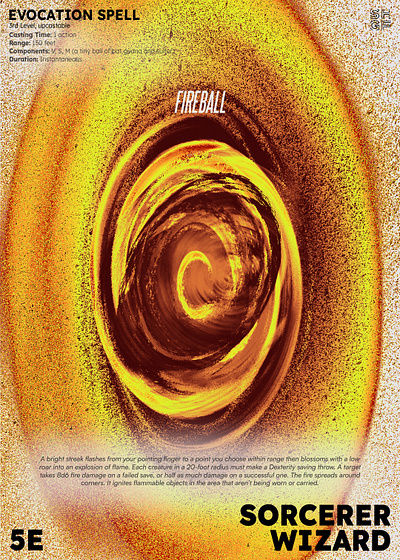 Fireball and Lightning Bolt Spell Posters design dnd illustration magic poster design