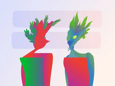 Talk Gradient Illustration gradient illustration leaf message plant woman