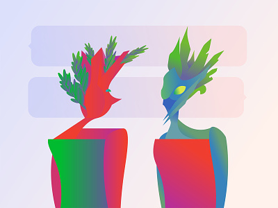 Talk Gradient Illustration gradient illustration leaf message plant woman