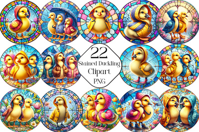 Stained Glass Duckling PNG Clipart poultry
