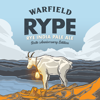 WARFIELD - RYPE IPA Anniversary Edition anniverary beer branding brewery character design goat graphic design illustration illustrator logo original art vector