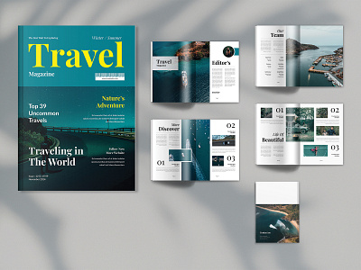 Travel Magazine Template adventure branding design explore graphic design illustration logo magazine travel typography ui ux vector