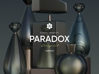 Paradox - 3D Renders & Visual Identity 3d 3dmodel anerin blender brand identity branding cosmetic design digital glass graphic design light logo perfume procedural scene studio visual identity