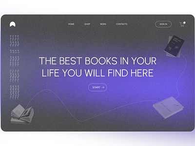 first screen for online books store blue gradient product design ui ux