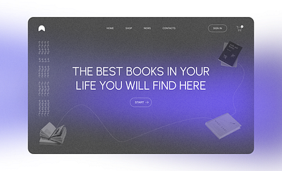 first screen for online books store blue gradient product design ui ux