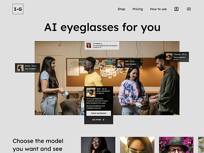 I-G eyeglasses interface ui uxdesign