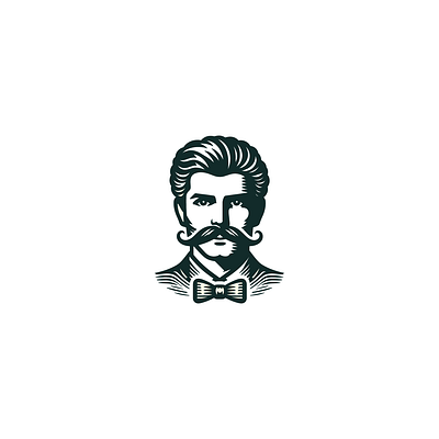 Vintage moustache man. graphic design hand drawn logo