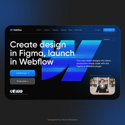 Hero animation section "Figma to Webwlow" 3d 3d animation animation branding figma figma plugin graphic design heropage logo motion graphics nocode preloader ui ux web design webflow