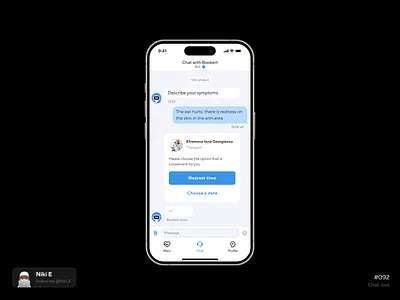 Chat-bot bot bot design chat chat bot chat design daily ui design design app medical medical app mobile app niki e ui ux