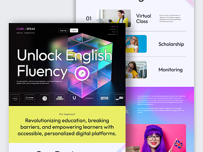 Cube-Speak - Learning Platform Landing Page Website animation branding design graphic design landing page logo motion graphics professional typography ui ux web