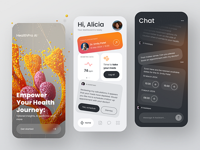 HealthPro AI ai artificial intelligence clean ui concept health health app concept healthcare interface mobile design product product design service wellbeing wellness