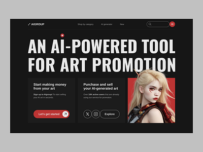 Website design concept for ai-powered platform ai art artificial intelligent brutalism digital ui webdesign website website concept