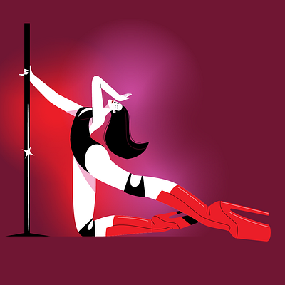 Pole dancing animation cartoon character illustration vector