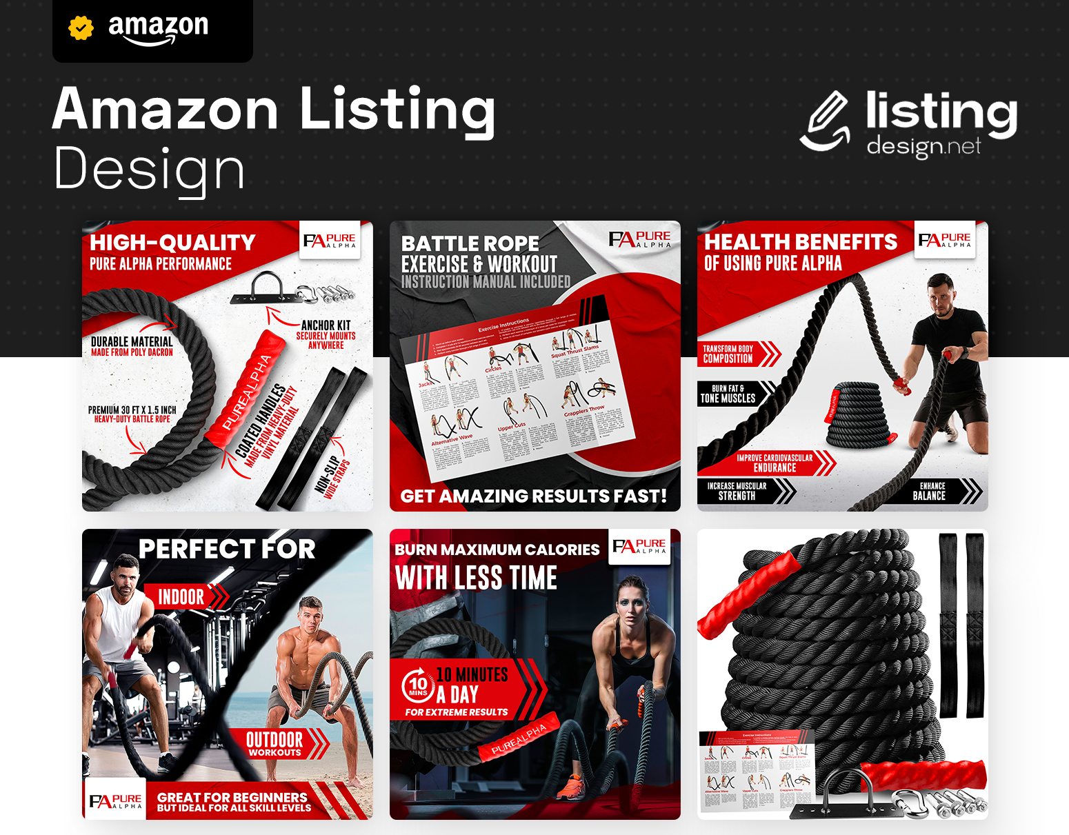 Battle Rope - Amazon Listing Design Inspiration 3d amazon ebc design amazon infographics amazon listing amazon listing design branding design graphic design illustration logo ui