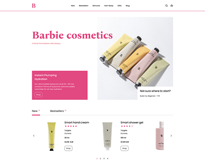 Website concept for "Barbie" cosmetics animation barbie cleardesign cosmetics graphic design motion graphics trend ui ux web website