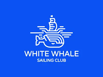 WHITE WHALE branding club design graphic design illustration logo motion graphics sailing typography vector whale white