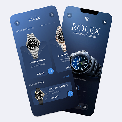 Rolex Mobile App animation app branding design icon typography