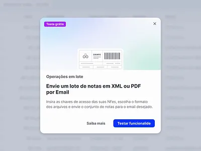 Modal - Feature view documents feature filter fiscal funil modal relatórios report saas view
