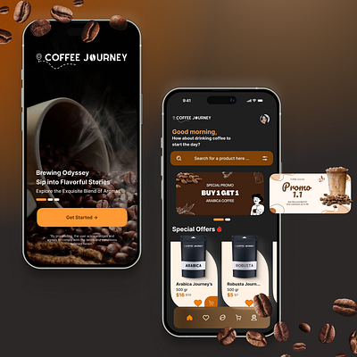 Coffee Journey (Coffee Shop) Mobile UI Design apps brand coffee graphic design mobile shop trend ui uiux