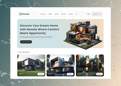 HOMELY 3d homes figma gradient home design home sites luxury homes ui uiux user interface ux