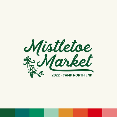 2022 Mistletoe Market branding charlotte christmas graphic design holiday illustration logo logomark market mistletoe retro vintage