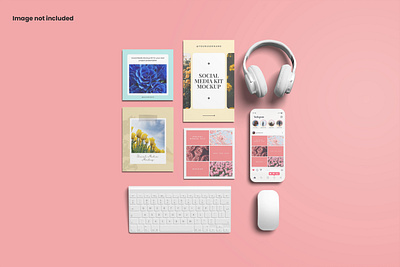 Colorful Social Media Kit Mockup instagram