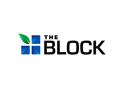 The Block logo design block branding design environmental graphic design leaf logo logo design square vector