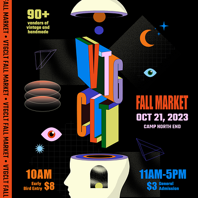 VTG CLT Fall 2023 Market 90s abstract brutalism charlotte graphic design market perspective poster retro vintage weird