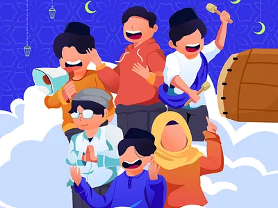 Happy Ramadhan Mubarak 🌙✨ 1445 H 2d art branding cloudy crygle studio graphic design illustration ramadhan vector visual design