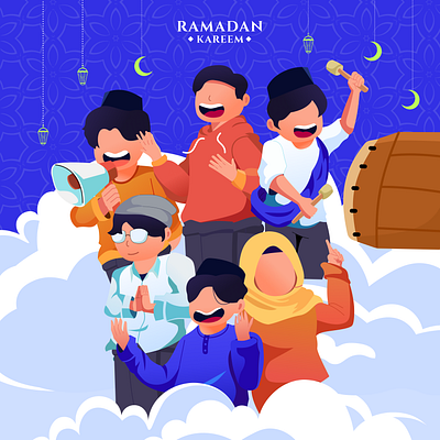 Happy Ramadhan Mubarak 🌙✨ 1445 H 2d art branding cloudy crygle studio graphic design illustration ramadhan vector visual design