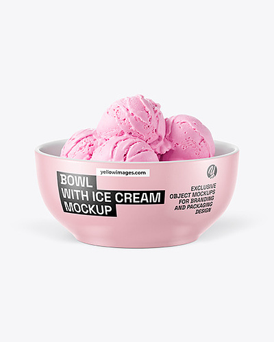 Download Bowl with Strawberry Ice Cream Mockup branding design download mockup free free mockup ice cream mockup illustration logo mockup mockup kit template mockup ui