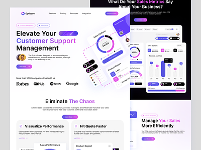Optiboost - Customer Management Landing Page branding crm customer dashboard data design exploration landing landing page landingpage management marketing product sales strategy support ui uidesign user interface