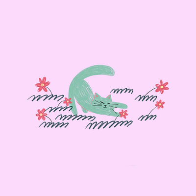 Happy kitty, sleepy kitty, purr, purr, purr. animation cat flowers graphic design ilustration kitty motion graphics pink rest