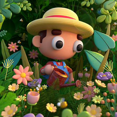 Gardener 3d 3d illustration character design cinema 4d design illustration ilustracion kid