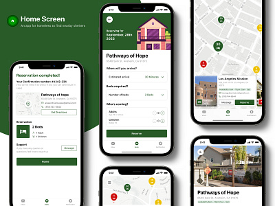 Mobile app to find shelters - Home Screen app design design homeless shelter app design ios app ios app design mobile app design mobile design ui ui design uiux user experience user experience design user interface