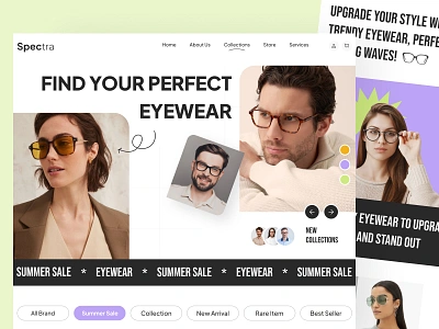 Eyewear Website design ecommerce ecommerce website eyewear eyewear shop eyewear store eyewear web design eyewear website fashion web fashion website landing page minimal design online shopping shop shopping store ui ux user interface web design website