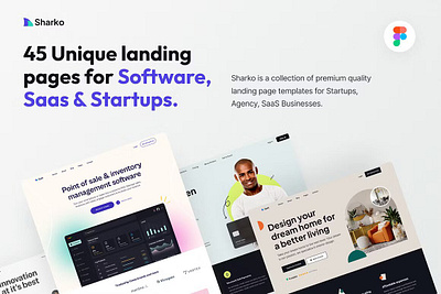 Sharko - Landing Page UI Kit app landing page design kit figma landing page mobile landing page product landing saas landing sharko landing page ui kit sketch software startup landing page ui kit web design mockup website design website template