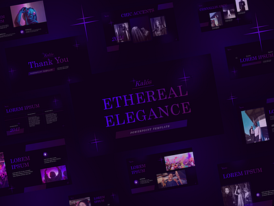 Kalos - Elevate Your Presentations with Timeless Elegance branding dark googleslide neon pitch pitchdeck powerpoint slides
