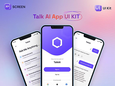 Talkai - Ai Chabot app UI KIT ai ai chat ai chatgpt android app design app kit app ui kit chat app chat bot chatgpt chatgpt ai chatting mobile app mondolsgraphic talk ai talkai ai chabot app ui kit ui element ui kit ux