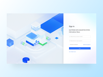 Clinical drug trial data acquisition system -Login Page 3d ui