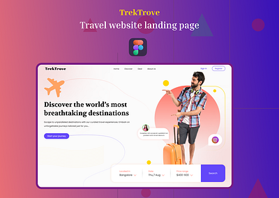 Travel website landing page 3d animation ui