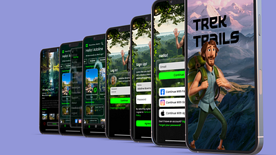 Trek Trails: Adventure in UI app appdesign branding design digitaldesign figma mobileui taveling ui uiuxdesign ux