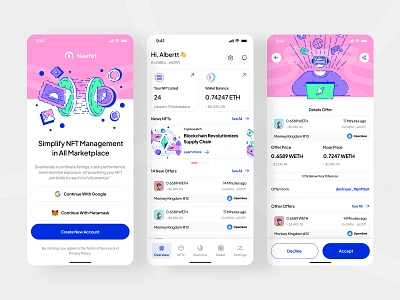 Neefet - NFT Listing Management App android app app design crypto crypto currency design illustration indigo ios list management marketplace mobile nft nft market pink saas ui ux