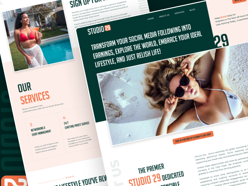 Onlyfans Agency website Design | Landing Page Design branding graphic design figma landing page design onlyfans onlyfans agency onlyfans agency website onlyfans agency website design onlyfans development onlyfans marketing agency onlyfans modeling website uiux website design