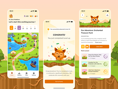 Health and Mood App: Mobile App🤗 3d animal animal ilustration animation app design app ilustration apps branding forest fox game ui graphic design grass ilustration logo maskot mental health apps motion graphics tree ui