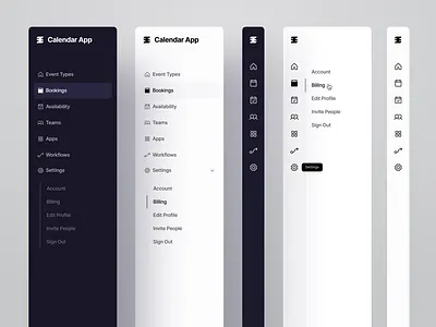 Sidebar Navigation Menu app b2b clean dark mode dark sidebar light mode menu modern product design saas side bar ui ui kit ux