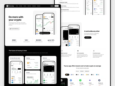 Taurus App - Homepage | Mobile App, UI/UX Design. app application bitcoin chart coin crypto exchange finance homepage landing mobile token trade ui ux web web3 website